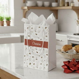 Red Boho Woodland Winterberry Monogram Kleine Geschenktüte