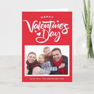 Red Bold Modern Calligraphy Foto Valentine's Day Feiertagskarte