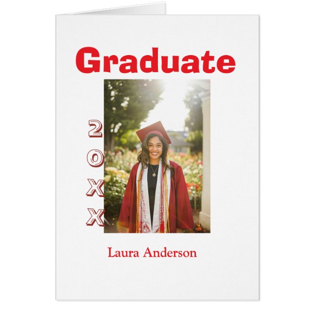 Red bold photo graduation add name class text (Vorne)