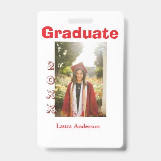 Red bold photo graduation add name class text ausweis
