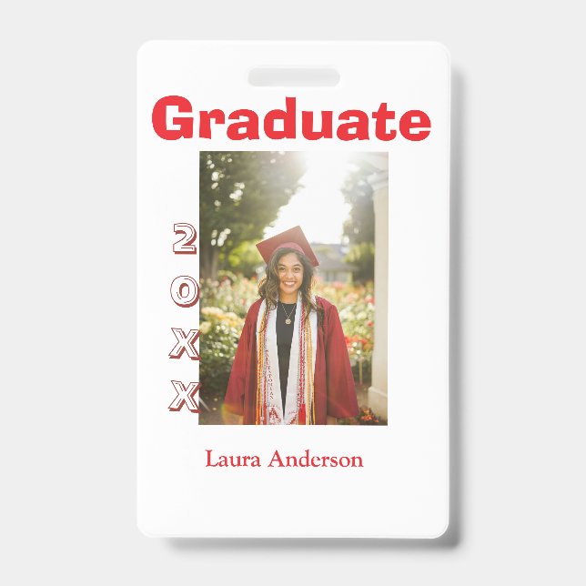 Red bold photo graduation add name class text ausweis (Vorderseite)
