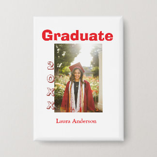 Red bold photo graduation add name class text button