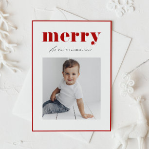 Red Bold Retro Merry Typografie Foto Weihnachten