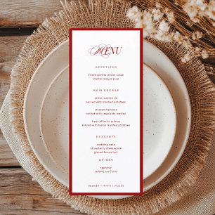 Red Bon Appetit Classic Elegante Extravagante Hoch Menükarte