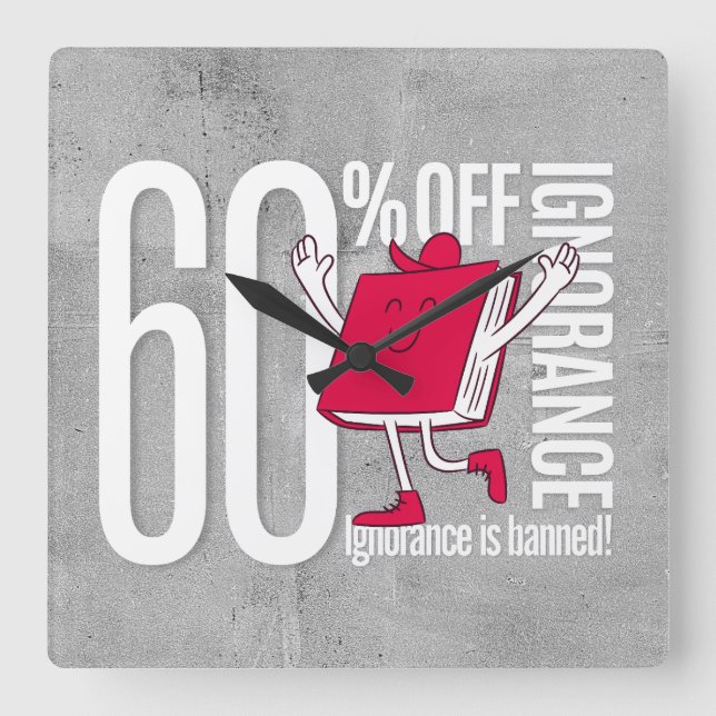 Red Book Character Ignorance is Banned Acrylic Quadratische Wanduhr (Vorderseite)