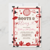 Red Boots und Bling Skin Cowgirl Western Geburtsta