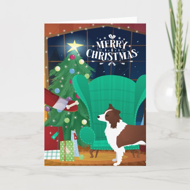 Red Border Collie Weihnachten und Weihnachtsgesche (Vorderseite)