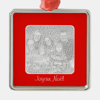 Red Border Foto Joyeux Noël Silbernes Ornament