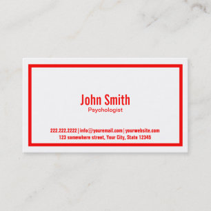 Red Border Psychology Business Card Visitenkarte