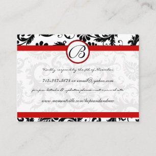 Red Borders Black Damask Response Cards Begleitkarte
