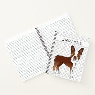 Red Boston Terrier Cartoon Dog & Your Custom Title Notizbuch