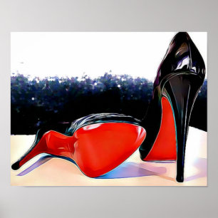 Red Bottom Heelses Louboutin Classic Black Pumps Poster