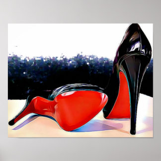 Red Bottom Heelses Louboutin Classic Black Pumps Poster