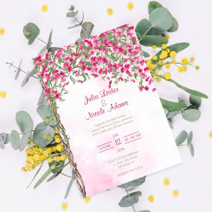 Red Bougainvillea Blumendusche Hochzeit Einladung