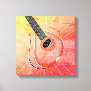 Red Bouzouki Musikinstrument Texturierte Kunst Leinwanddruck