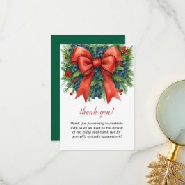 Red Bow Baby Shower Christmas Brunch Dankeskarte