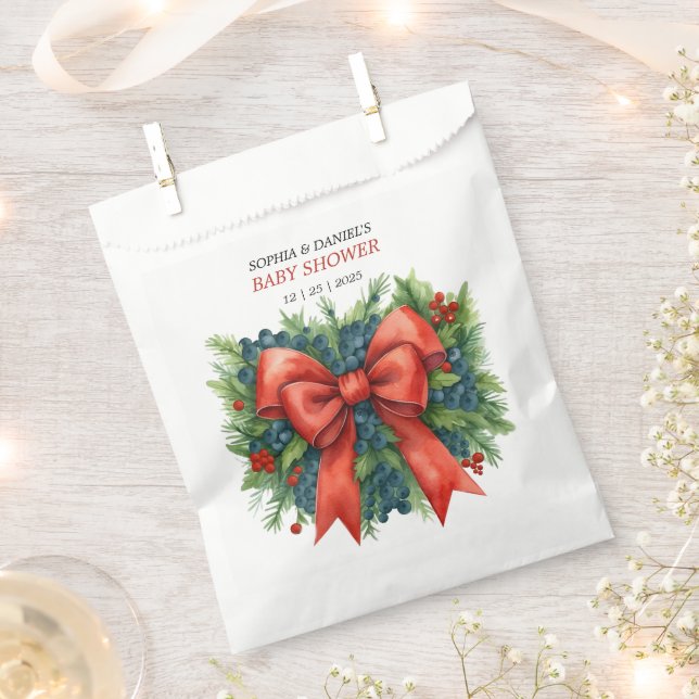 Red Bow Baby Shower Christmas Brunch Geschenktütchen (Ausgeschnitten)