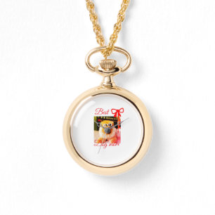 Red bow best dog Mom Papa Foto hund/pet name Armbanduhr