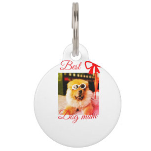 Red bow best dog Mom Papa Foto hund/pet name Haustiermarke