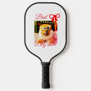 Red bow best dog Mom Papa Foto hund/pet name Pickleball Schläger
