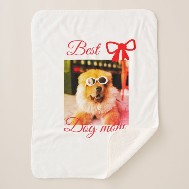 Red bow best dog Mom Papa Foto hund/pet name Sherpadecke (Vorderseite)