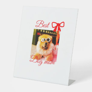 Red bow best dog Mom Papa Foto hund/pet name Sockelschild