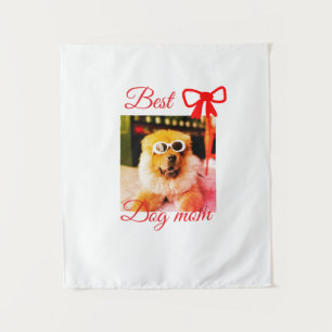 Red bow best dog Mom Papa Foto hund/pet name Wandteppich