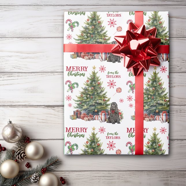 Red Bow Black Cocker Spaniel Dog Holiday Tree Geschenkpapier (Von Creator hochgeladen)