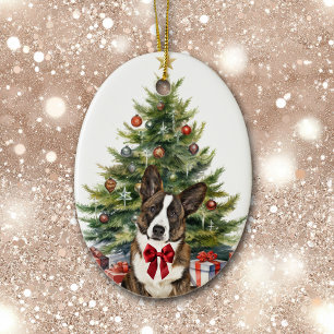 Red Bow Cardigan Welsh Corgi Dog Weihnachten Keramik Ornament