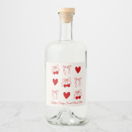 Red Bow Cherry Sweet Junggeselinnen-Abschied Dekor Alkoholflaschenetikett