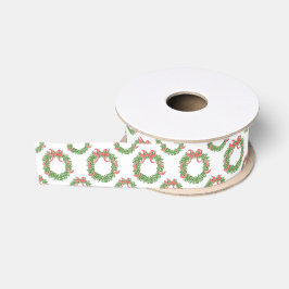 Red Bow Christmas Boxwood Wreath Ripsband