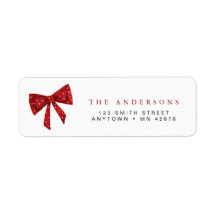 Red Bow Christmas Return Address Label Holiday