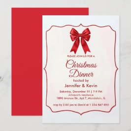 Red Bow Classic Traditionelle Weihnachtseinladung Feiertagskarte