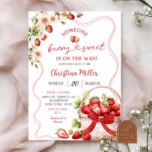 Red Bow Coquette Berry Sweet Baby Dusche Einladung