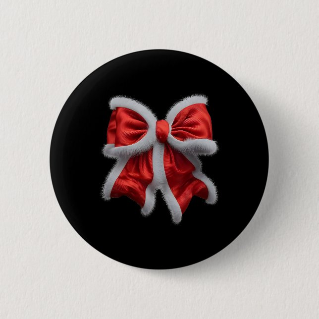 Red Bow Coquette Für Weihnachten Weihnachtsmann Xm Button (Vorderseite)