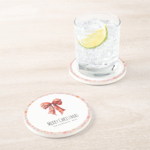 Red Bow Coquette Modernes Blumenfestival Getränkeuntersetzer