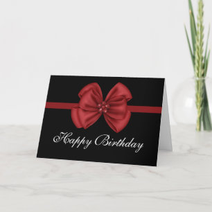 Red Bow Design auf Black Happy Birthday Card Karte