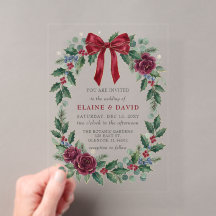 Red Bow Floral Winter Christmas Wedding 
