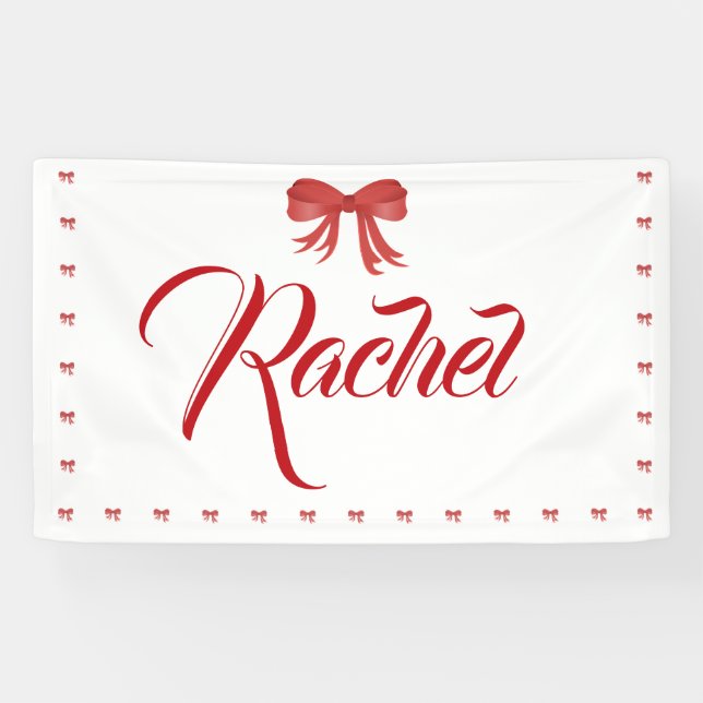 Red Bow Girl Birthday Party Banner (Horizontal)