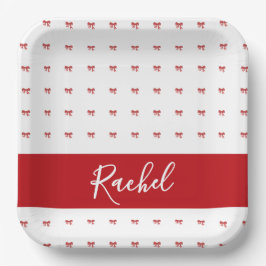 Red Bow Girl Birthday Party Paper Plate Pappteller