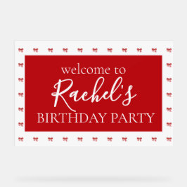 Red Bow Girl Geburtstagsparty Acryl Willkommenszei Acrylschild