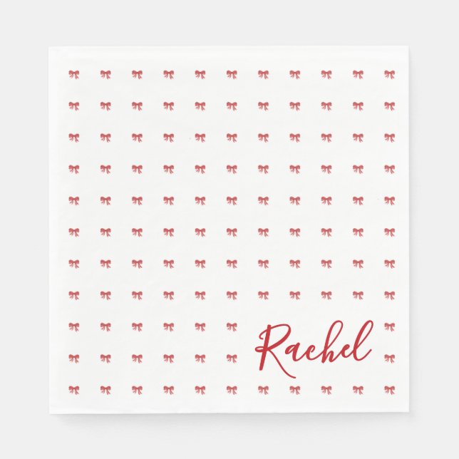 Red Bow Girl Geburtstagsparty Napkin Serviette (Vorderseite)