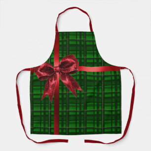 Red Bow Green Gingham Karierte Weihnachtsgeschenk Schürze