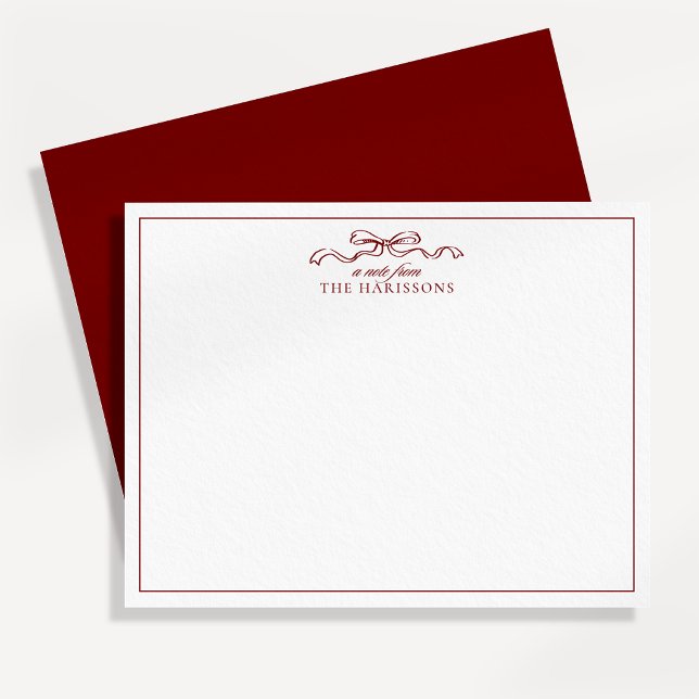 Red Bow Holiday Border Note Card Einladung (Von Creator hochgeladen)