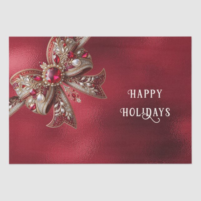 Red Bow Holiday Tissue Paper Seidenpapier (Vorderseite)