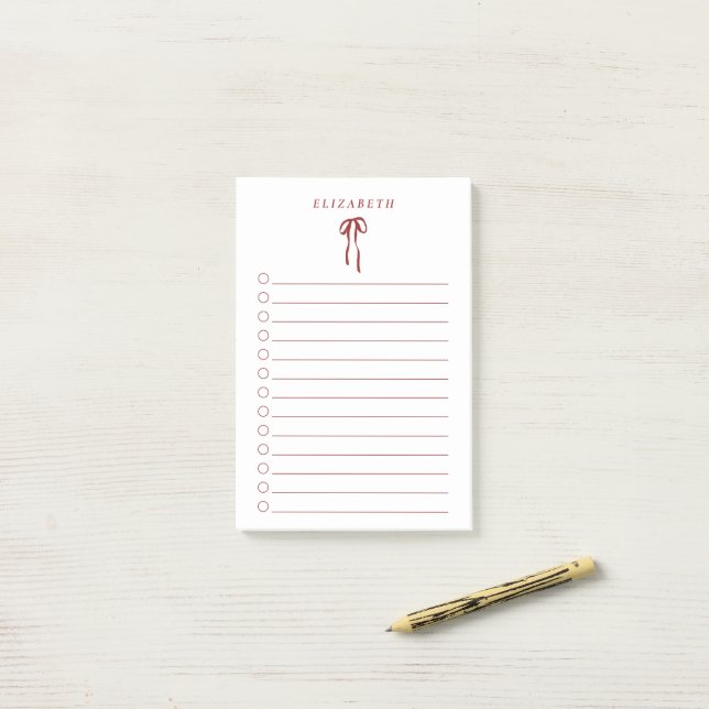 Red Bow Holiday To-Do List Mini Notepad  Post-it Klebezettel (Auf Schreibtisch)
