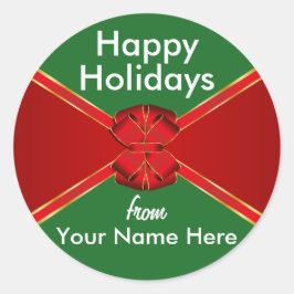 Red Bow Holidays Personalisiert Runder Aufkleber