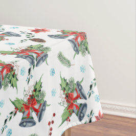 Red Bow Holly Christmas Bells Pattern Tischdecke