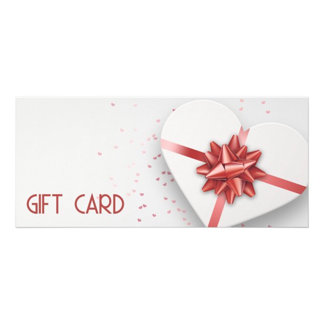 Red Bow Lovely White Heart Geschenkboxen Gift Card Werbekarte (Vorne)