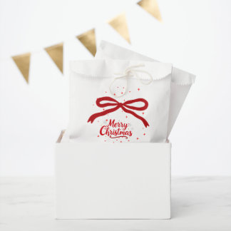 Red Bow merry Christmas business gift tag Geschenktütchen